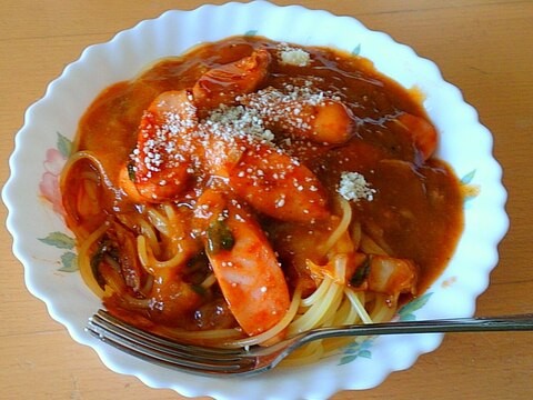 ミートソースパスタ★市販にちょい足しセロリ魚肉白菜